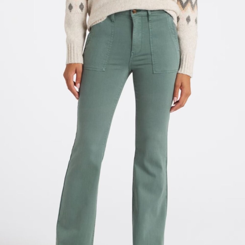 Cosmic Blue Love Lyla Eco High Rise Patch Pocket Bootcut Pant Green, Size 32